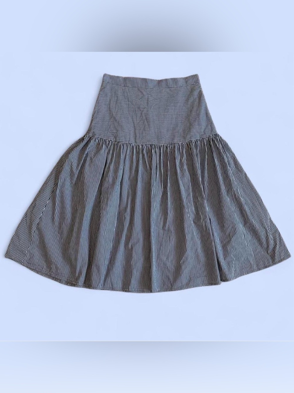 Vineyard Vines Navy and White Striped drip waist A-Line Midi Skirt